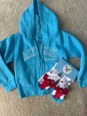 Bailey Island Maine Hooded Zip-Up Sweatshirt - Bright Blue
